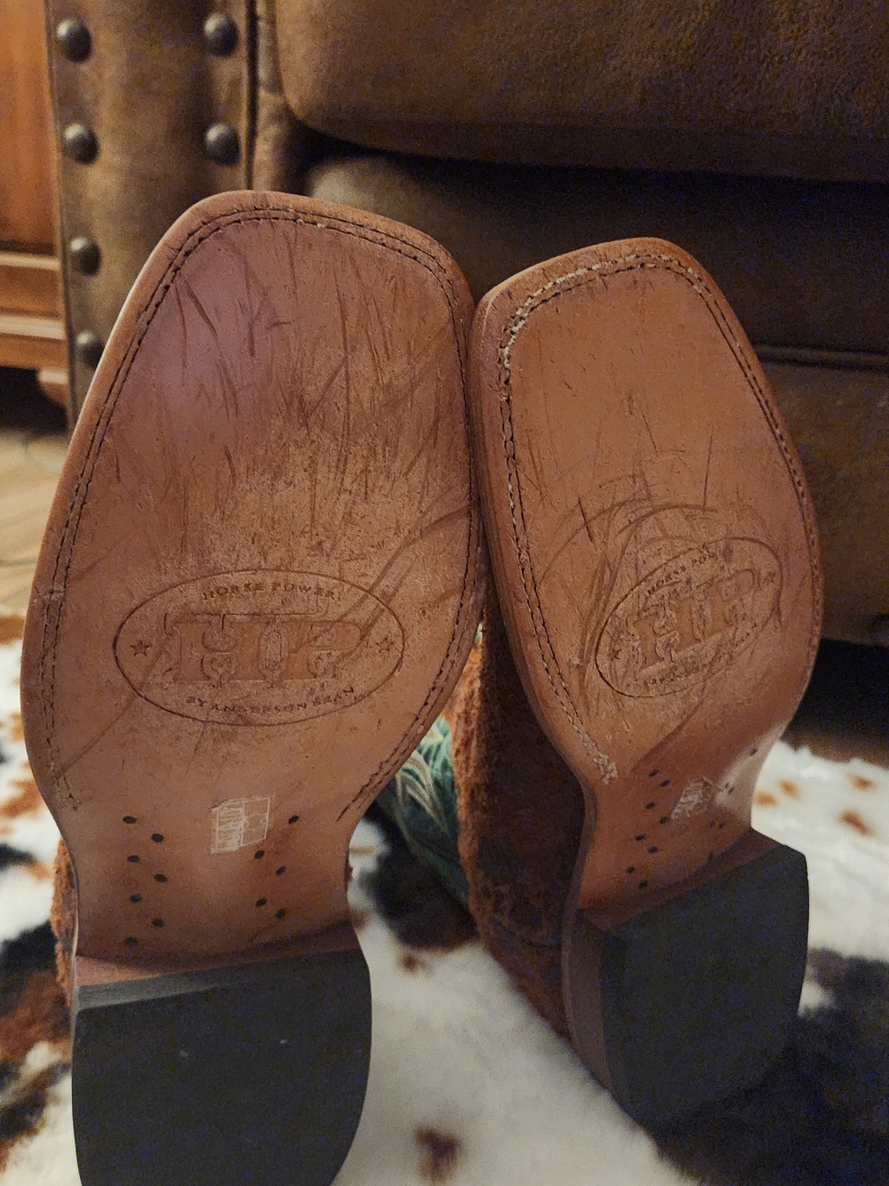 Womens  Brown Leather Dress Boots - Classic Square Toe